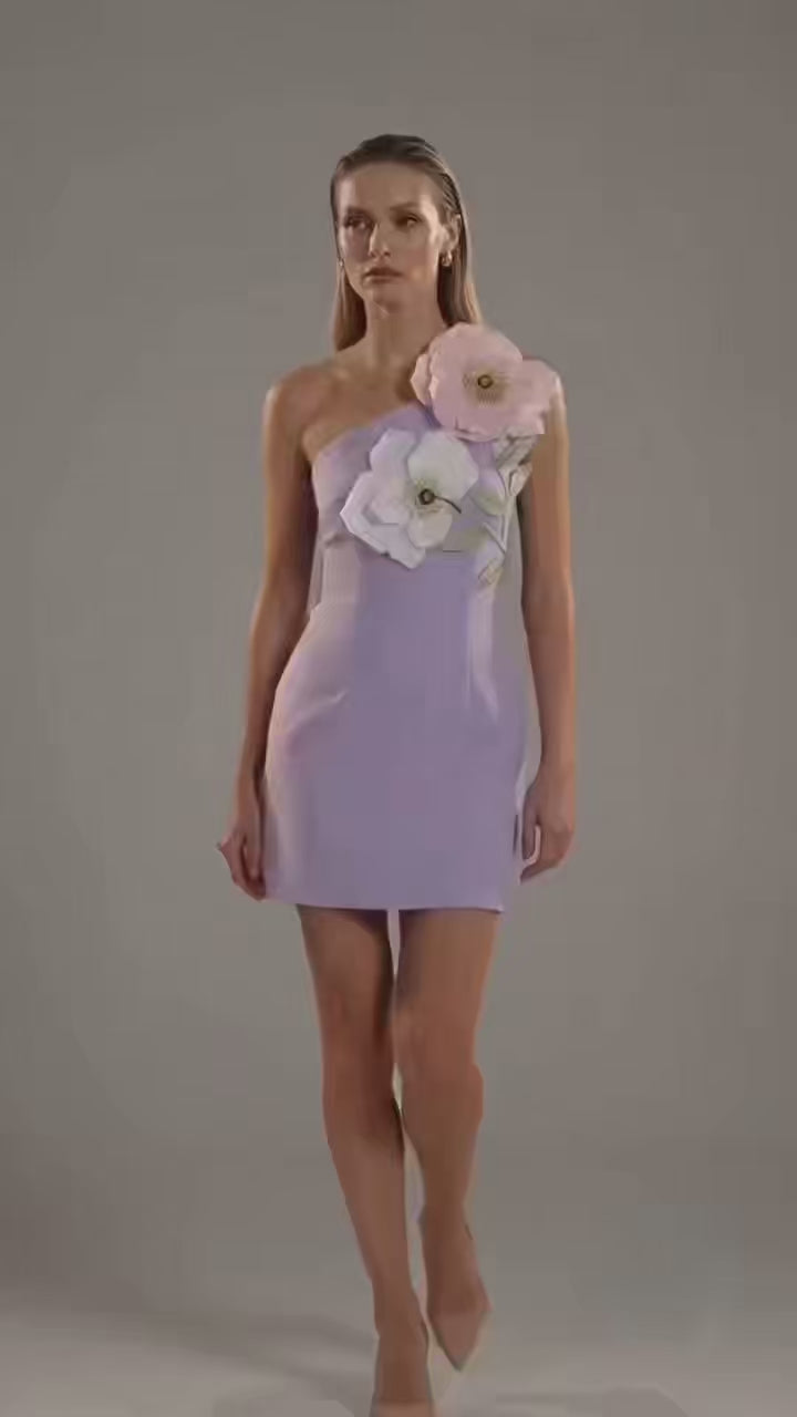 3D Blumen-Minikleid